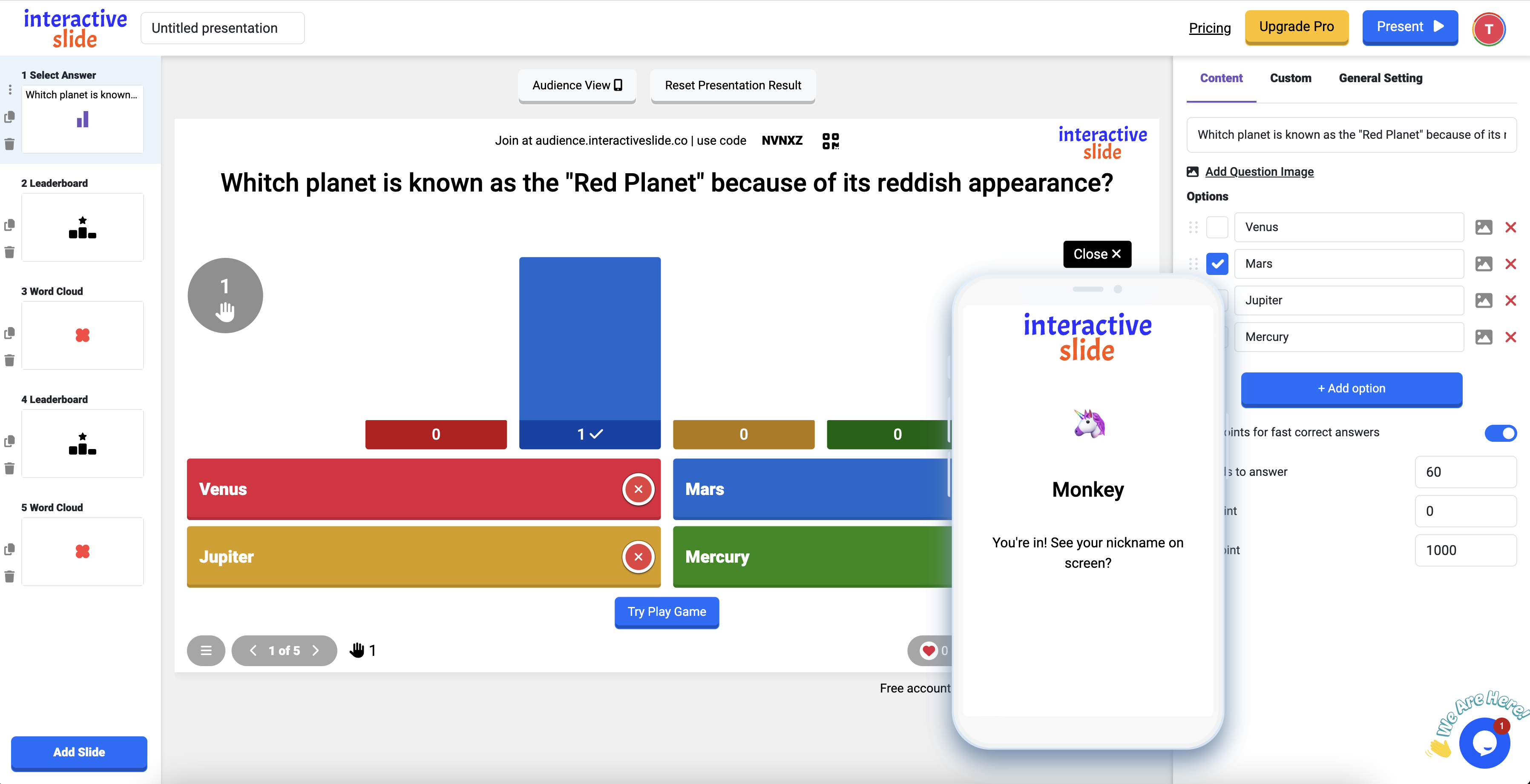 Interactive Slide main screen